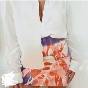 2/$20 - RW & Co. Colourful Mini Skirt Bright Orange,Purple Leaves